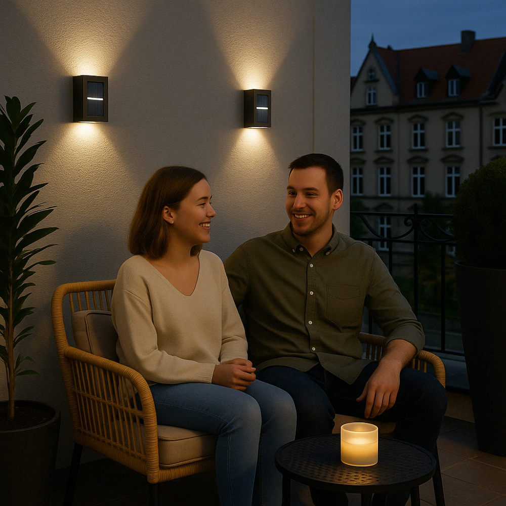 SUENTA SolarGlow - LED Solar Wandlampen – Kabellos, Wetterfest & Stimmungsvolles Licht für Außenbereiche