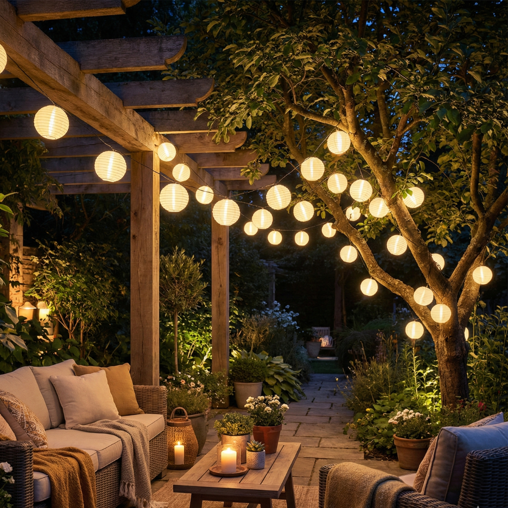 SUENTA Solar LED Lichterkette Art Deco Für Außenbereich Terrassen Gärten Und Zäune