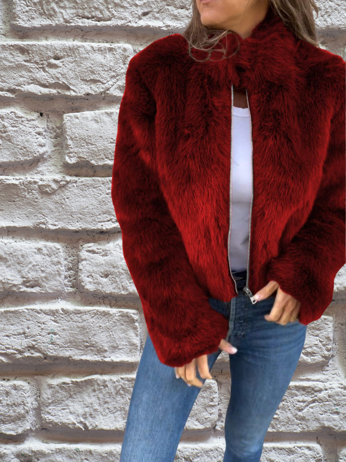 SUENTA Damen Warmer Herbstmantel - Warm Und Gemütlich Rot
