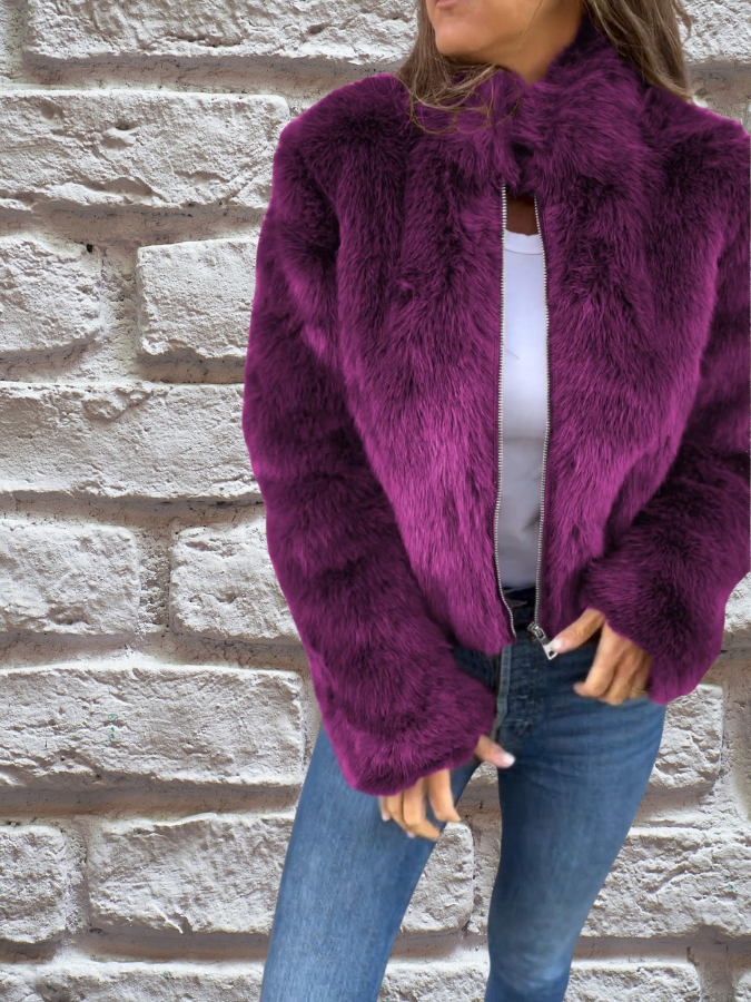 SUENTA Damen Warmer Herbstmantel - Warm Und Gemütlich Lila
