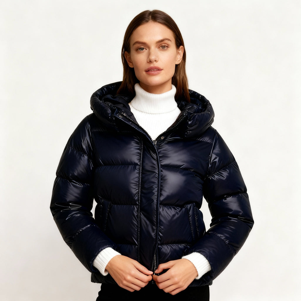 SUENTA Damen Thermojacke Sportliche Eleganz Steppdesign Komfortable Kapuze Dunkelblau