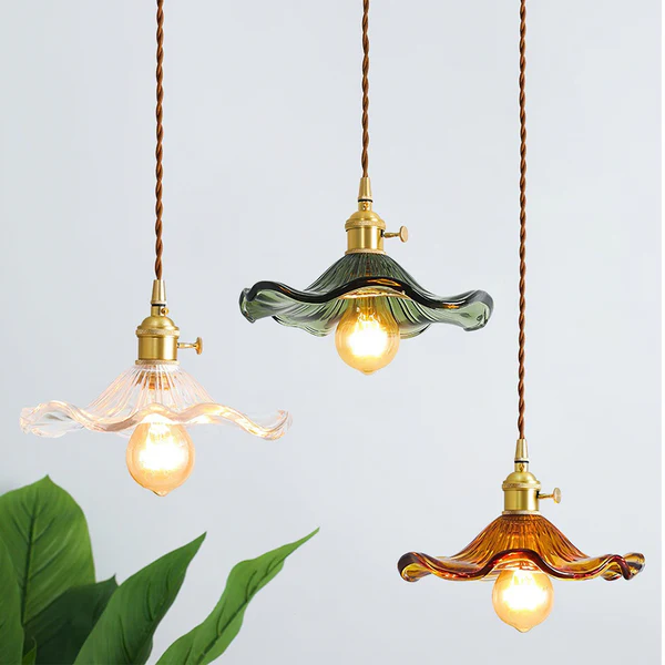 SUENTA Stilvolle Hibiskusblüten-Lampe Blumen Glas LED Pendelleuchten