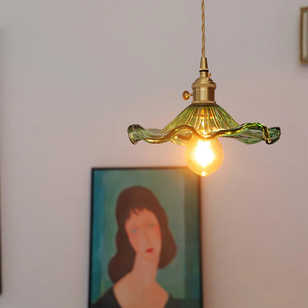 SUENTA Stilvolle Hibiskusblüten-Lampe Blumen Glas LED Pendelleuchten