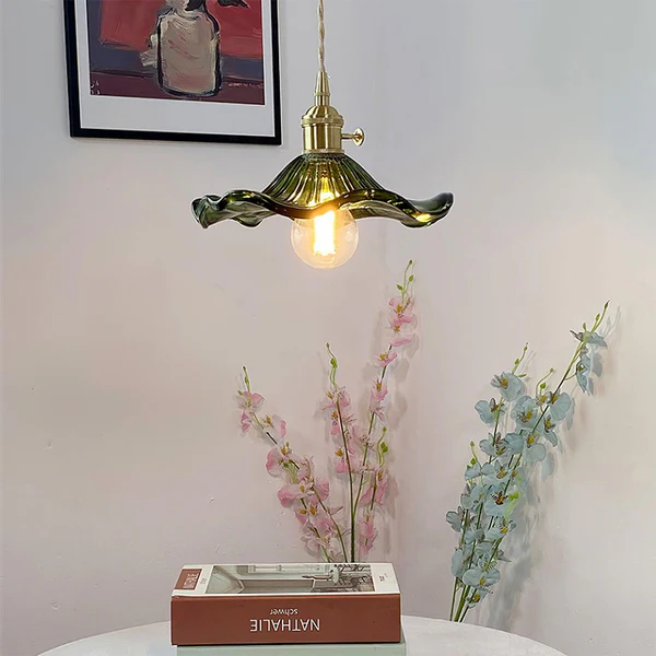SUENTA Stilvolle Hibiskusblüten-Lampe Blumen Glas LED Pendelleuchten