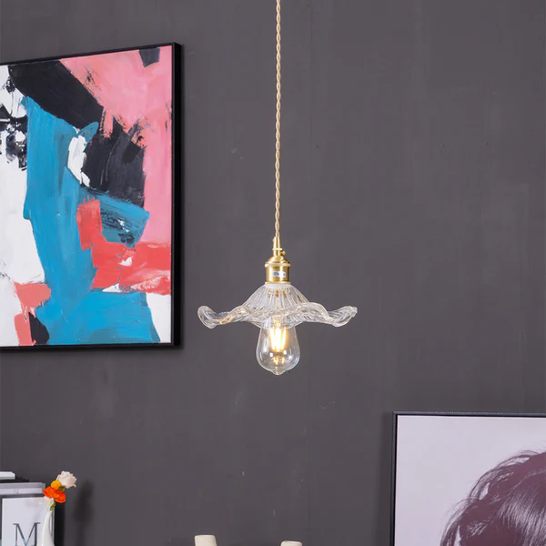 SUENTA Stilvolle Hibiskusblüten-Lampe Blumen Glas LED Pendelleuchten