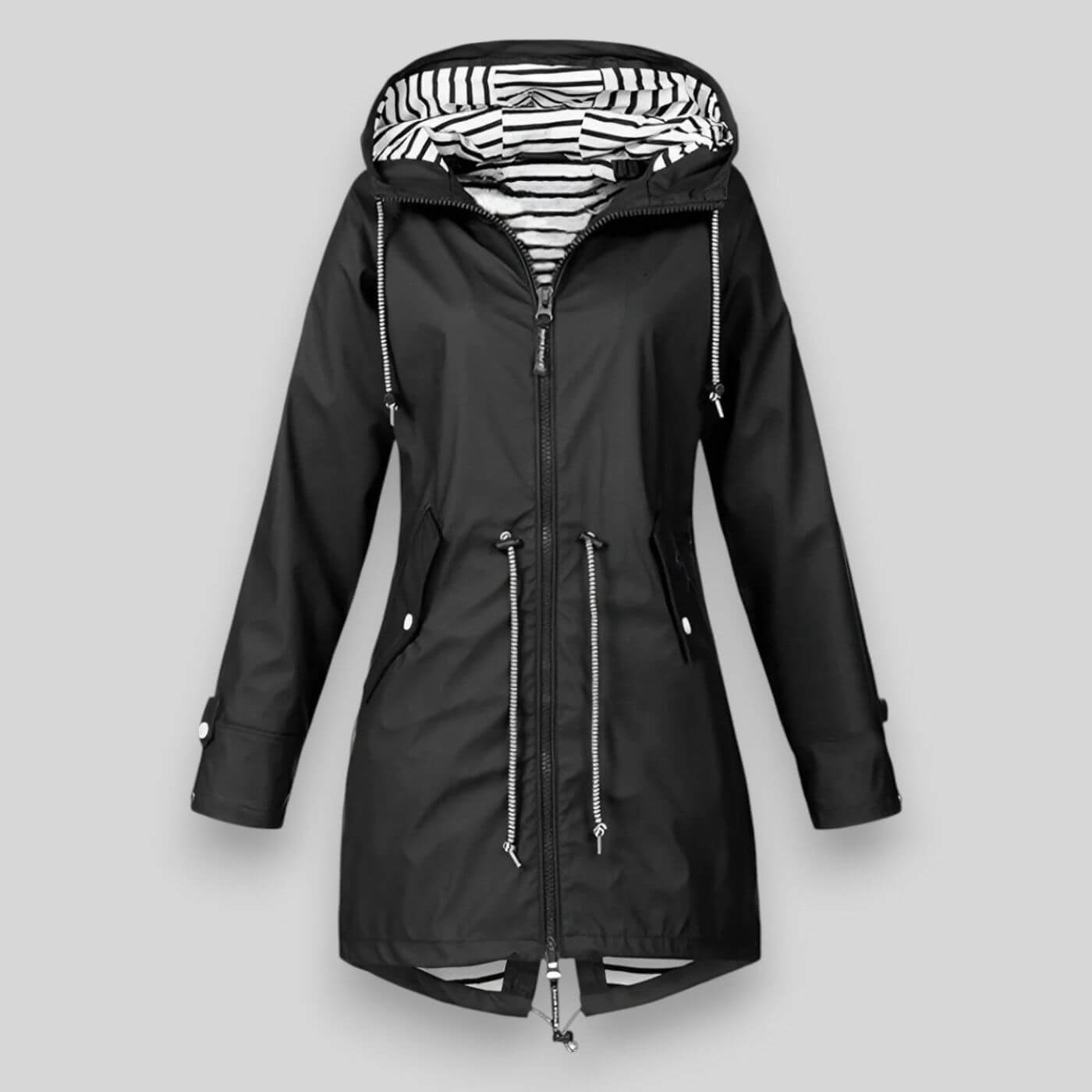 SUENTA Damen Wasserdichte Damenjacke Wetterfestigkeit Wind Regen Modernes Styling Schwarz