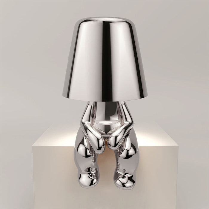 SUENTA Stimmungsvolle kabellose Lampe für jeden Raum Sitzendes Silber