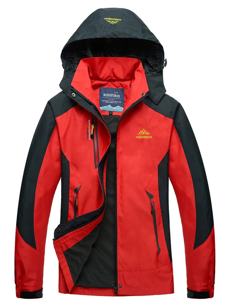 SUENTA Damen Wasserdichte Regenjacke für Damen Mit Kapuze Stilvoll Rot