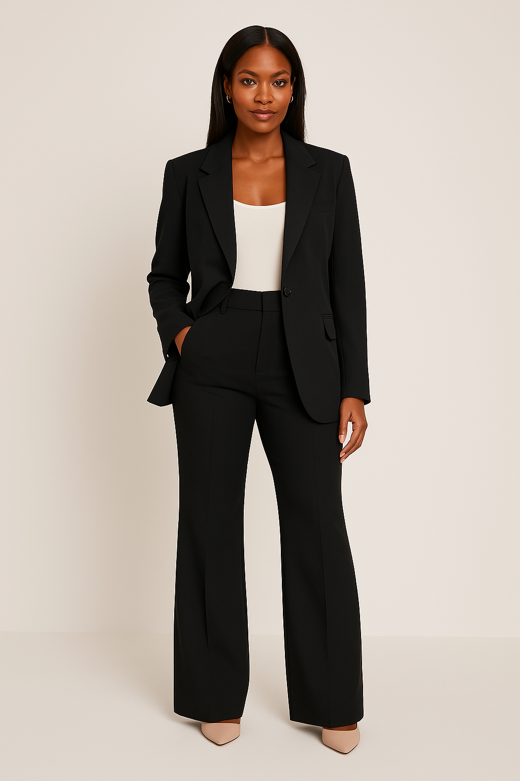SUENTA Damen-Kostümset Taillierter Blazer Und Hose Passender Hose Für Business-Anlässe Schwarz