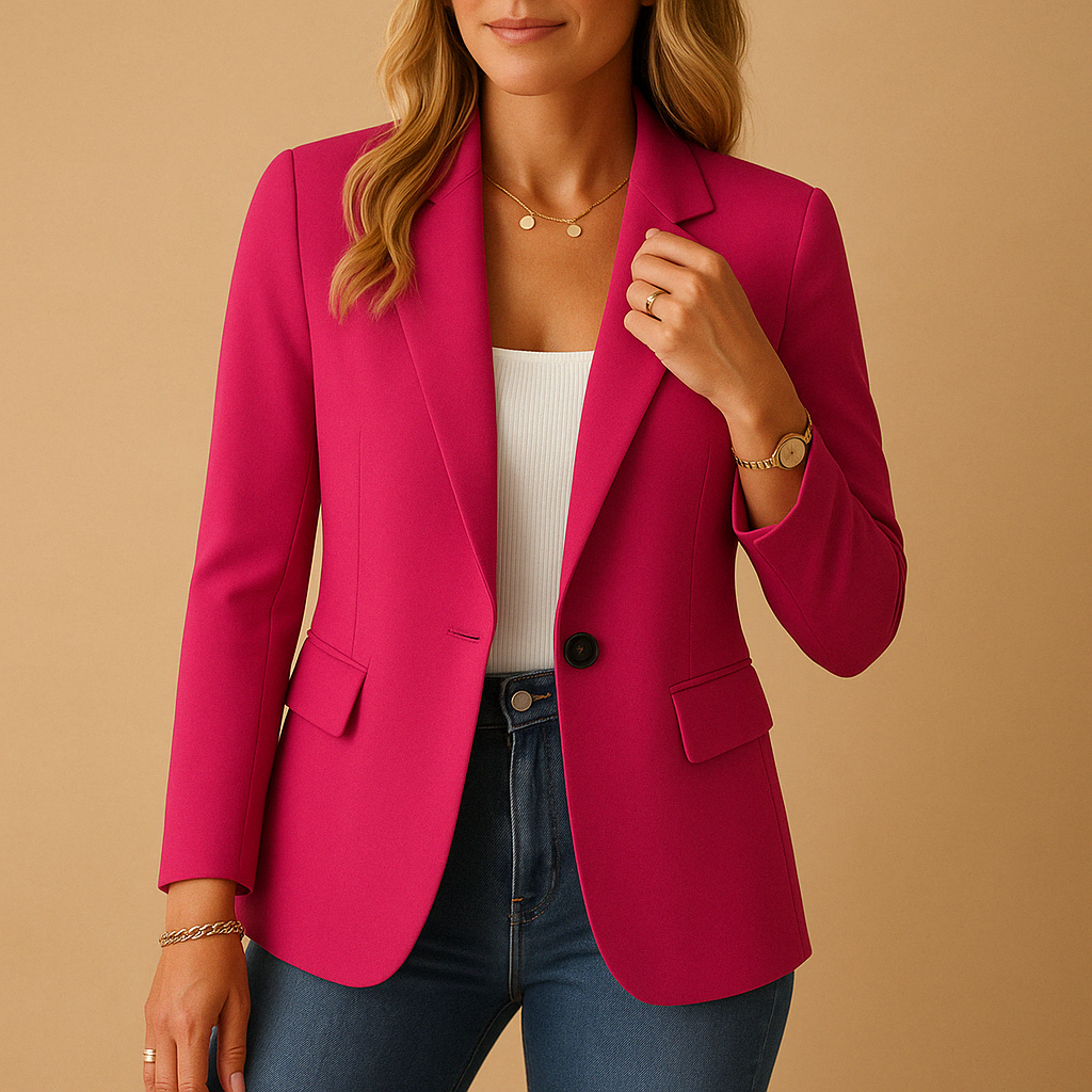 SUENTA Damen Taillierter Damenblazer Maßgeschneidertes Stretch-Design Für Elegante Looks Rosa