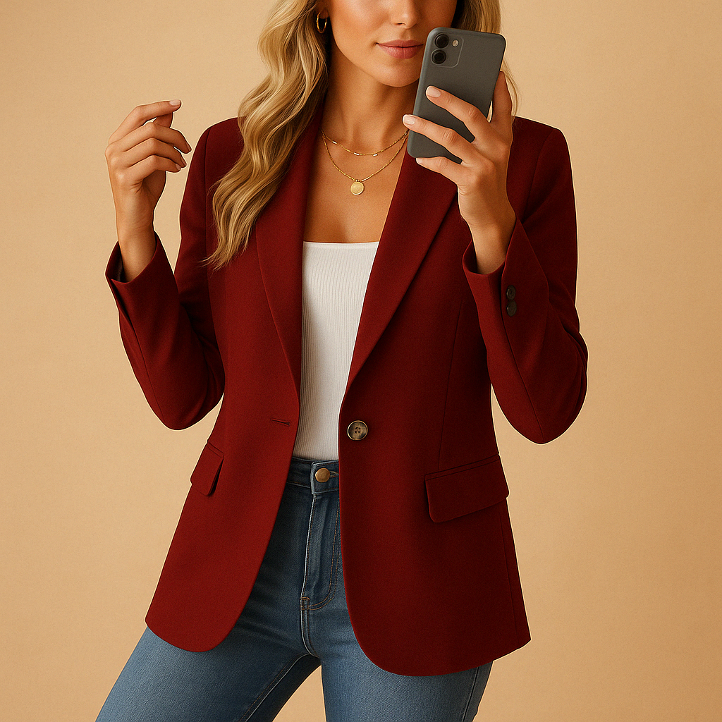 SUENTA Damen Taillierter Damenblazer Maßgeschneidertes Stretch-Design Für Elegante Looks