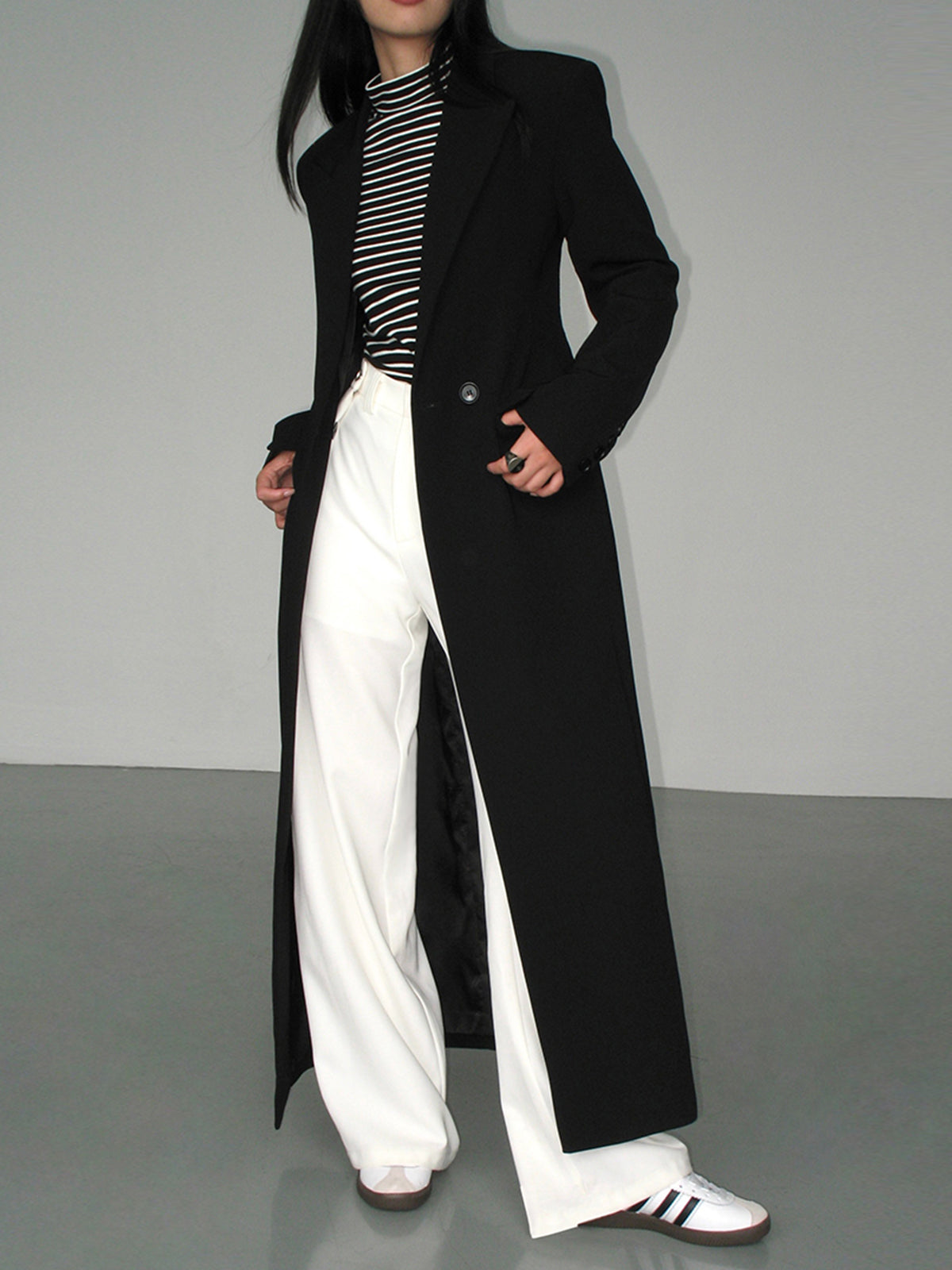 SUENTA Pamelo | Damen Tailliertes Blazer-Kleid – Klassisches Schwarz & Elegante Maxi-Länge Schwarz