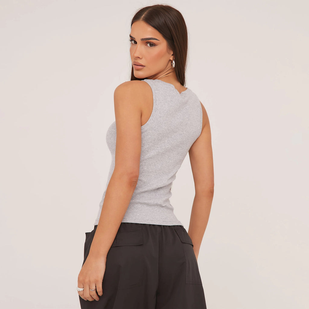 SUENTA Tanktop aus seidiger Baumwolle, minimalistisches Design, Sommer