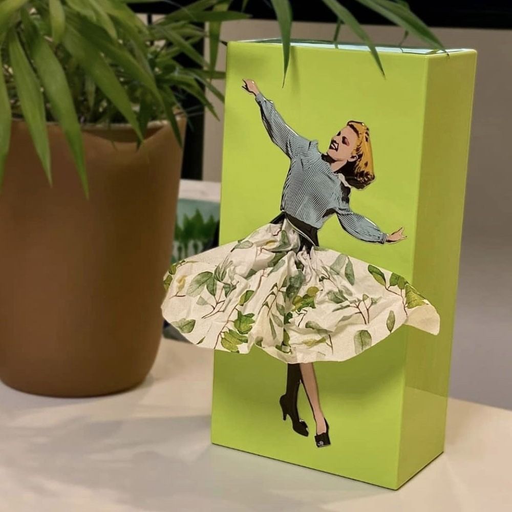 SUENTA Taschentuchbox Mit Fliegendem Rock Muster Und Stil Grün