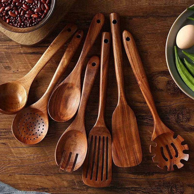 SUENTA Teakholz Utensilien Set Für Moderne Küche Elegantes Design