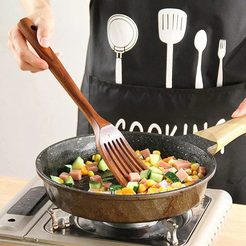 SUENTA Teakholz Utensilien Set Für Moderne Küche Elegantes Design