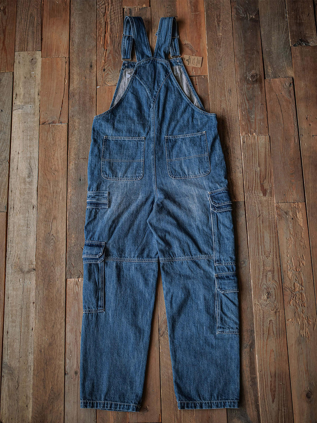 SUENTA Herren Denim Latzhose mit doppelten Klapptaschen Weit - Overall
