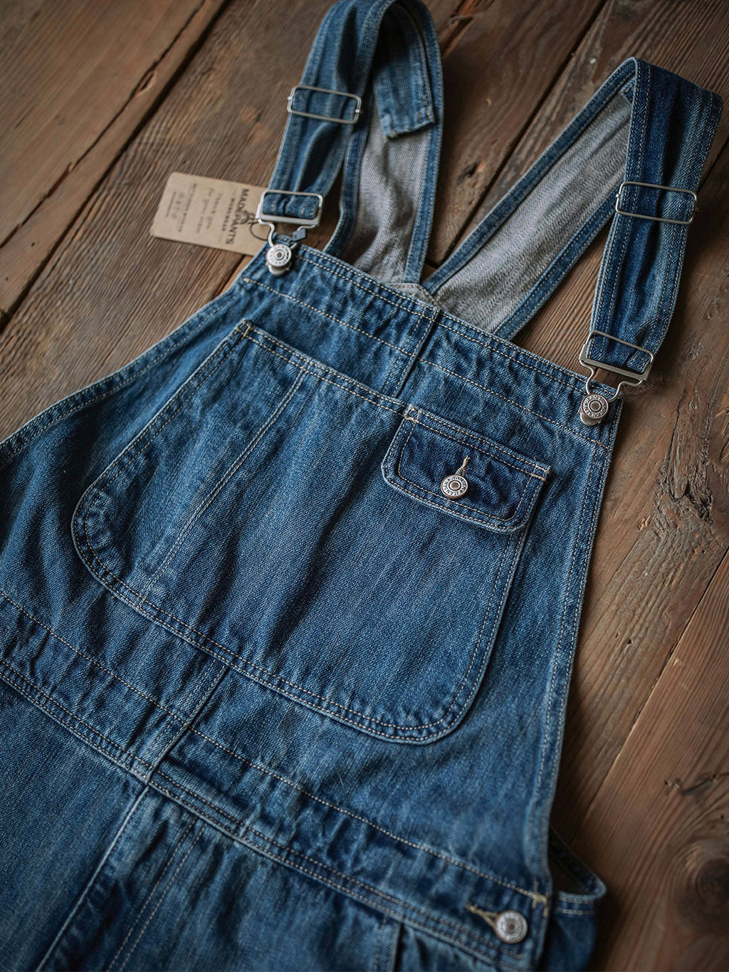 SUENTA Herren Denim Latzhose mit doppelten Klapptaschen Weit - Overall