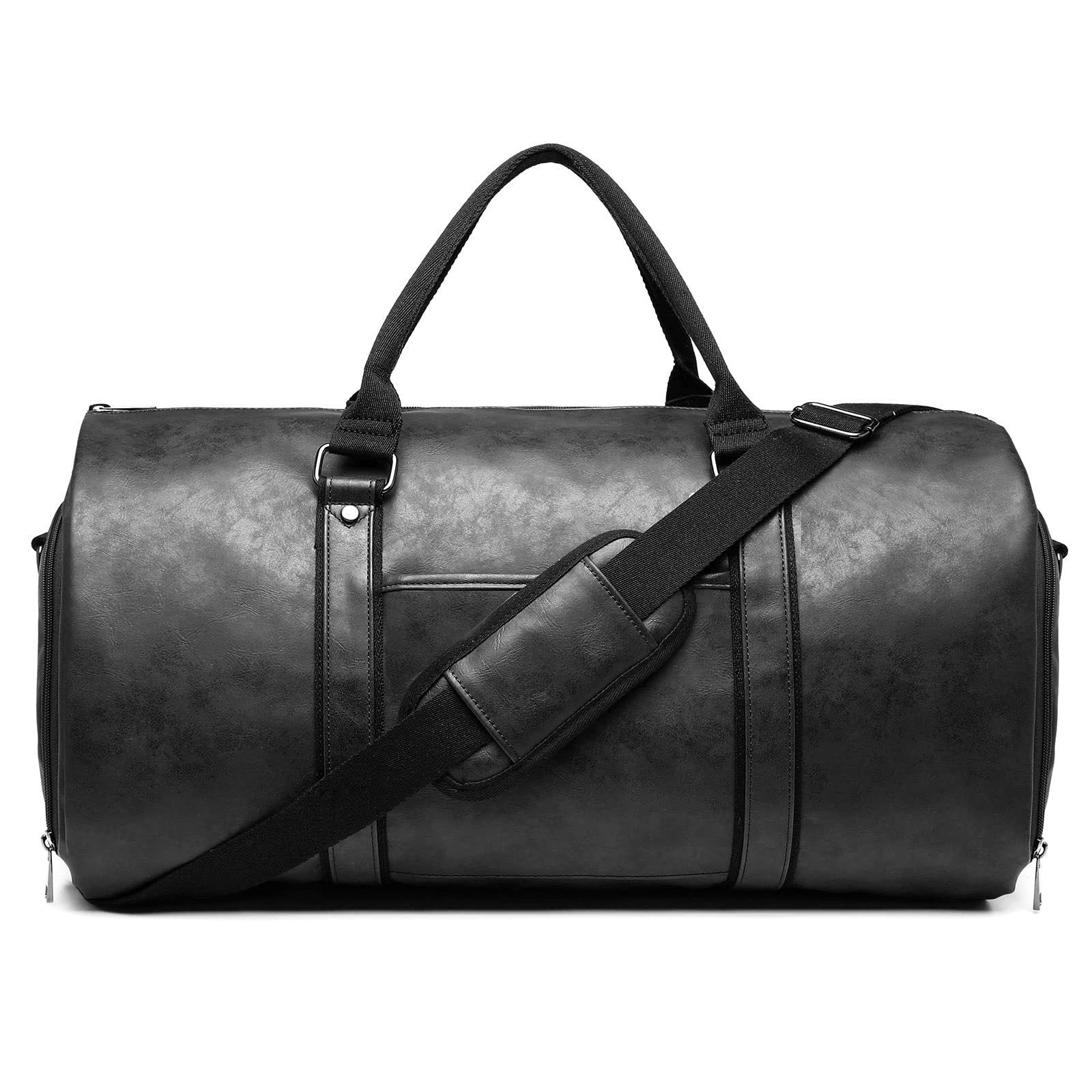 SUENTA Reisetasche Leder Mit Tragegriffe Und Verstellbarem Schultergurt Schwarz