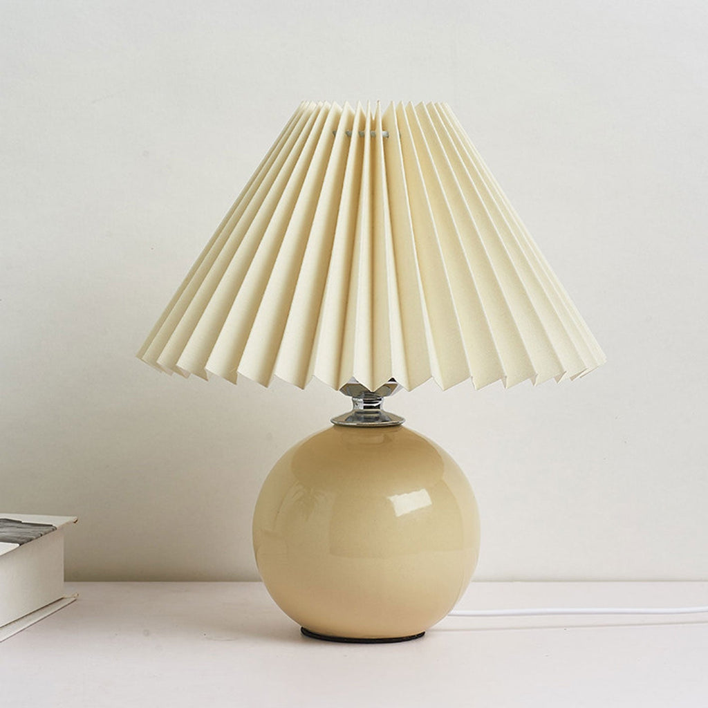 SUENTA Tischlampe Keramik Minimalistisch Plissierter Schirm
