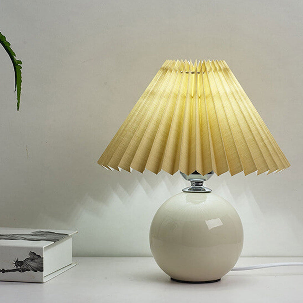 SUENTA Tischlampe Keramik Minimalistisch Plissierter Schirm