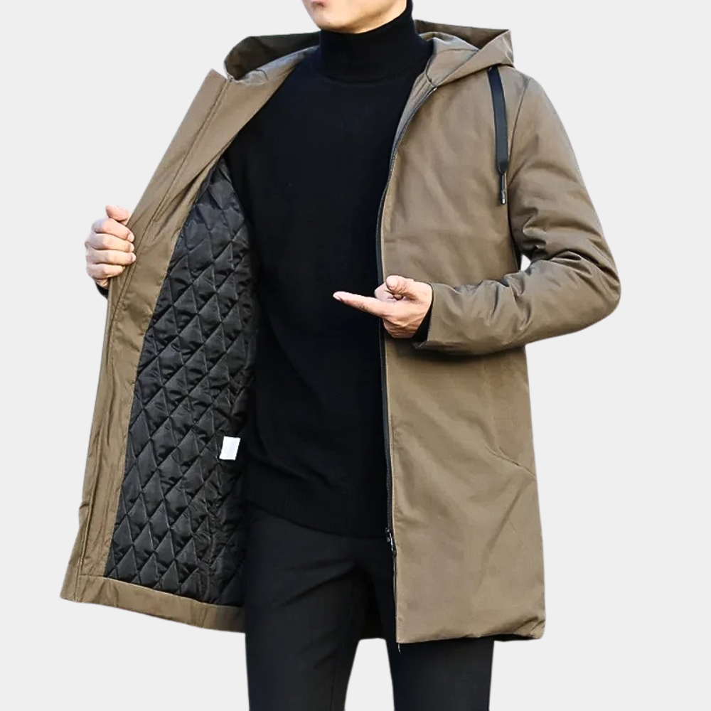 SUENTA Herren-Regenjacke Elegante Winter Stilvoll Durch Den Winter Braun