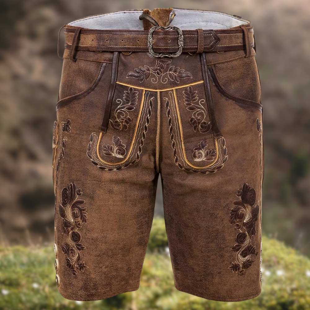 SUENTA Zipari | Herrenhosen – Traditionelle Stickerei, klassischer Schnitt & herbstliche Eleganz Braun