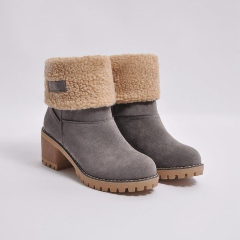 SUENTA Damenstiefel Warme Gefütterte Für Den Winter Bequem - Winterstiefel Grau