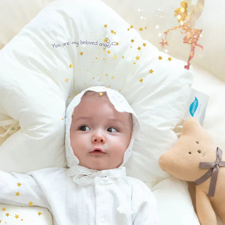SUENTA Infant Hug Sleep Pillow for Newborns - Calming Anti-Startle Sleeping Cushion with Gentle Chest Pressure & Breathable Cotton Cover for Crib