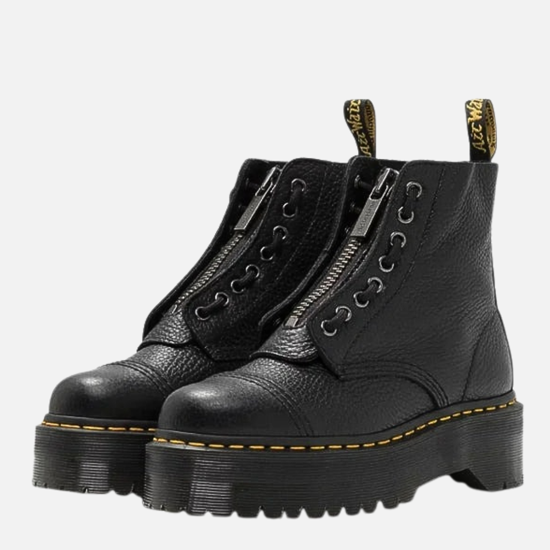 SUENTA Unisex-Stiefel Mit Absatz Bequeme Lederstiefel Unisex-Stiefel Schwarz