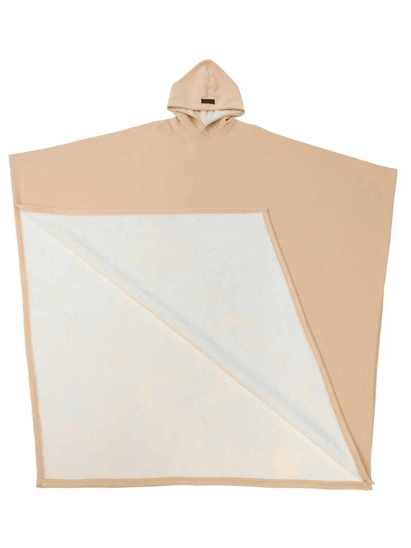 SUENTA Unisex Poncho Mit Kapuze Fleecefutter Oversize Wärme Beige Einheitsgröße