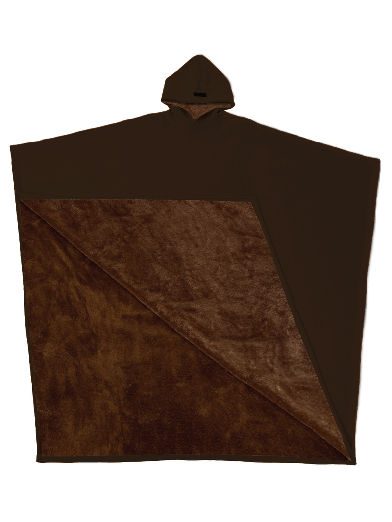 SUENTA Unisex Poncho Mit Kapuze Fleecefutter Oversize Wärme Braun Einheitsgröße