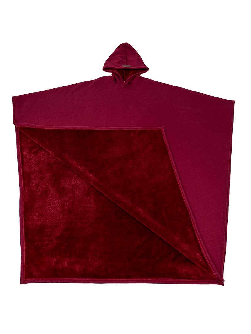 SUENTA Unisex Poncho Mit Kapuze Fleecefutter Oversize Wärme Rot Einheitsgröße