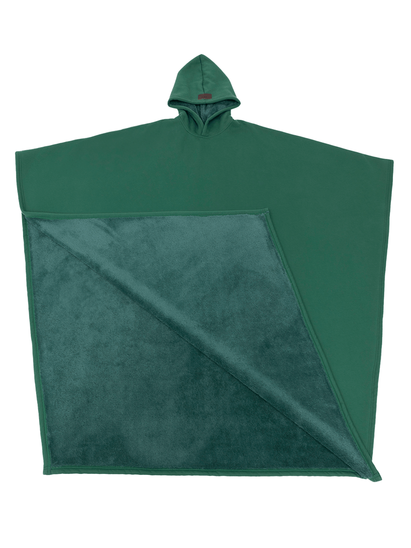 SUENTA Unisex Poncho Mit Kapuze Fleecefutter Oversize Wärme Grün Einheitsgröße