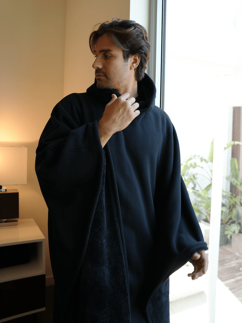SUENTA Unisex Poncho Mit Kapuze Fleecefutter Oversize Wärme