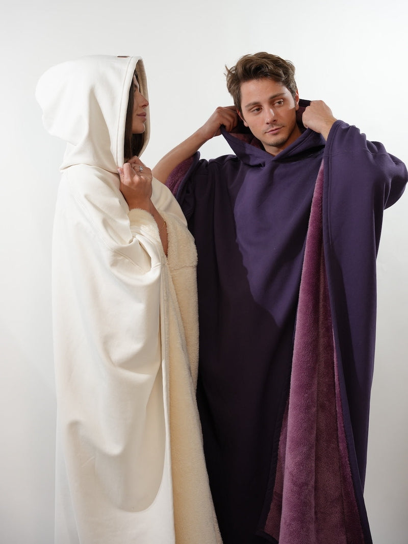 SUENTA Unisex Poncho Mit Kapuze Fleecefutter Oversize Wärme