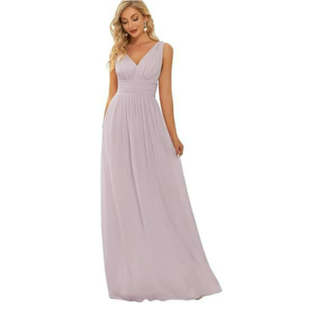 SUENTA Damen Elegantes Maxi Kleid – Ärmelloses Kleid mit V-Ausschnitt Rosa 2