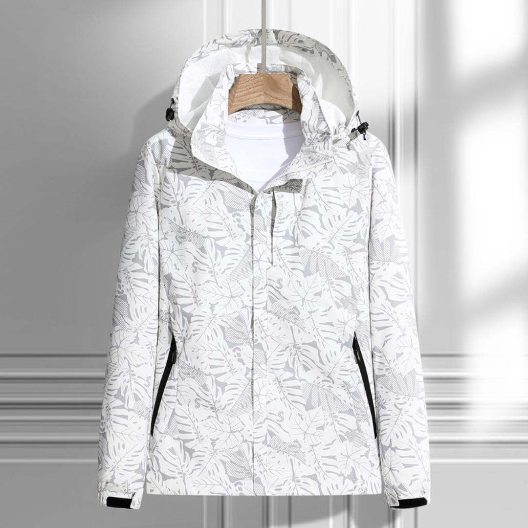 SUENTA Damen Kapuzenjacke Mit Reißverschluss Wasserdicht Winddichte - Winterjacke Damen Weiß