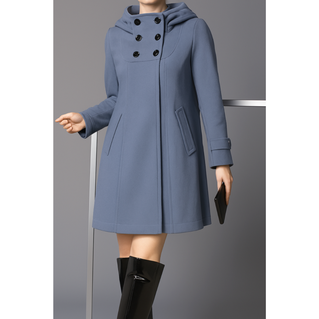 SUENTA Kapuze Mantel Damen Elegante Silhouette Wärme Winter - Winterjacke Damen Grau