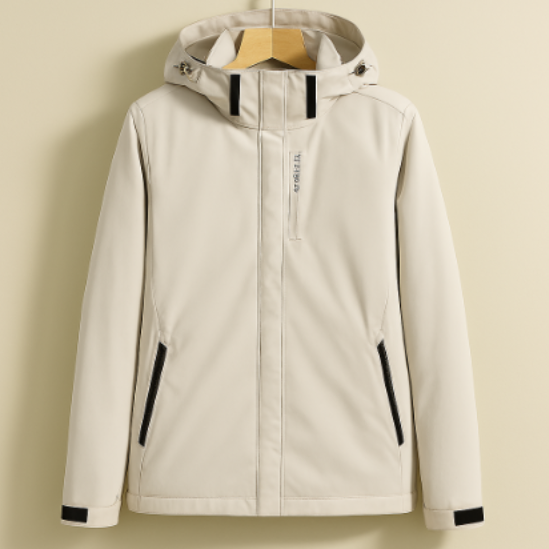 SUENTA Damen Elegante Regenjacke Kapuze Stil Wetter Trocken Weiß