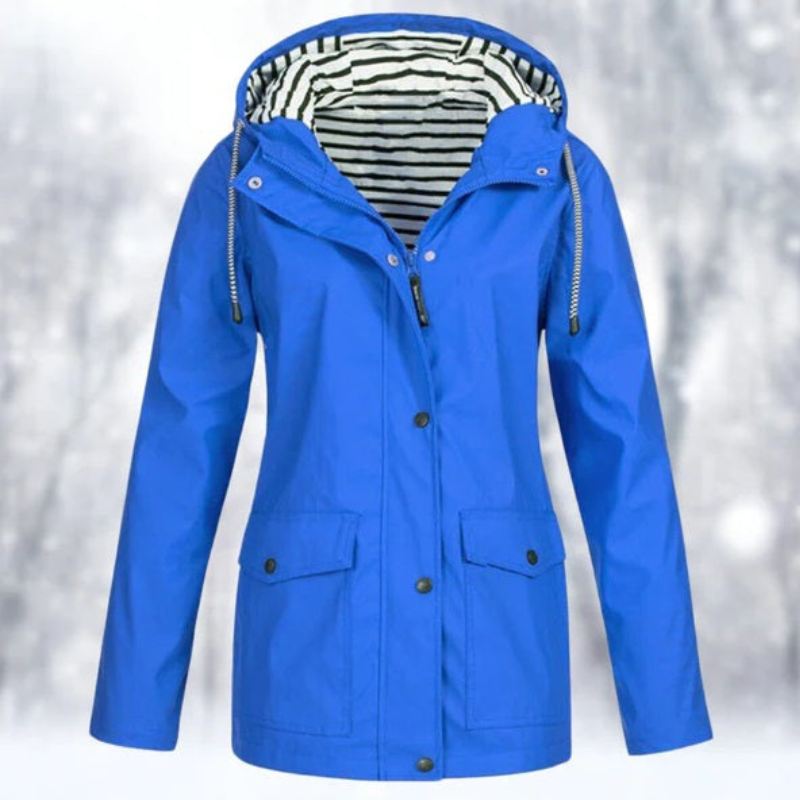 SUENTA Wasserdichte Kapuzenjacke für Damen Winter Warm Stil - Winterjacke Damen Blau