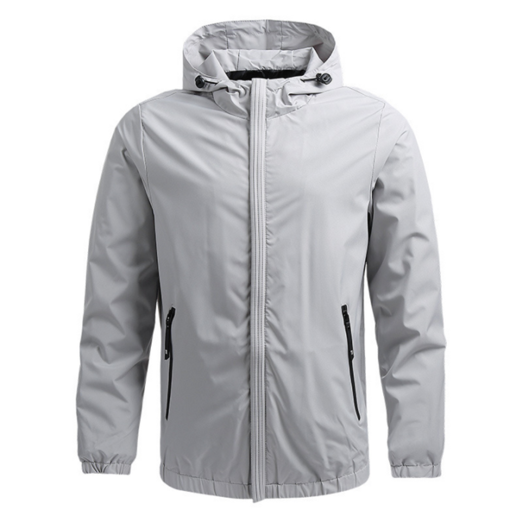 SUENTA Herren Leichte Kapuzen Outdoor Jacke Windbreaker Schutz Grau