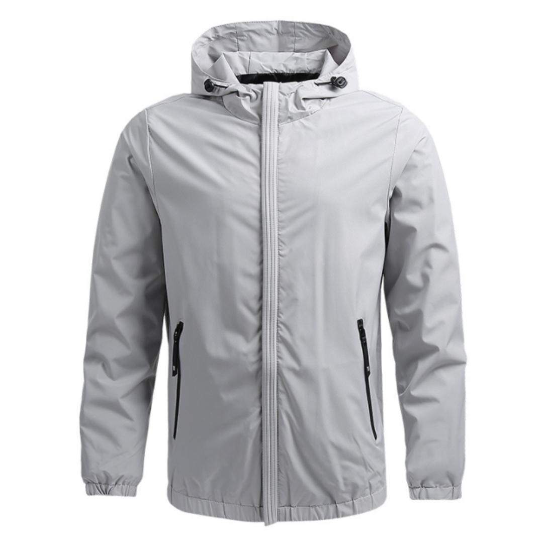 SUENTA Herren Leichte Kapuzen Outdoor Jacke Windbreaker Schutz Grau
