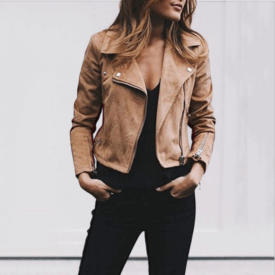 SUENTA Damen Kurze Freizeit Jacke Warme Gemütliche Wärme Alltag Khaki