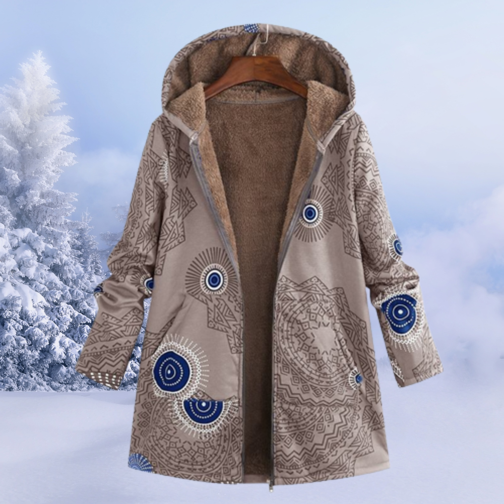 SUENTA Damen Winterjacke Mit Blumenmuster Warm Farbtupfer Stil - Winterjacke Damen Khaki