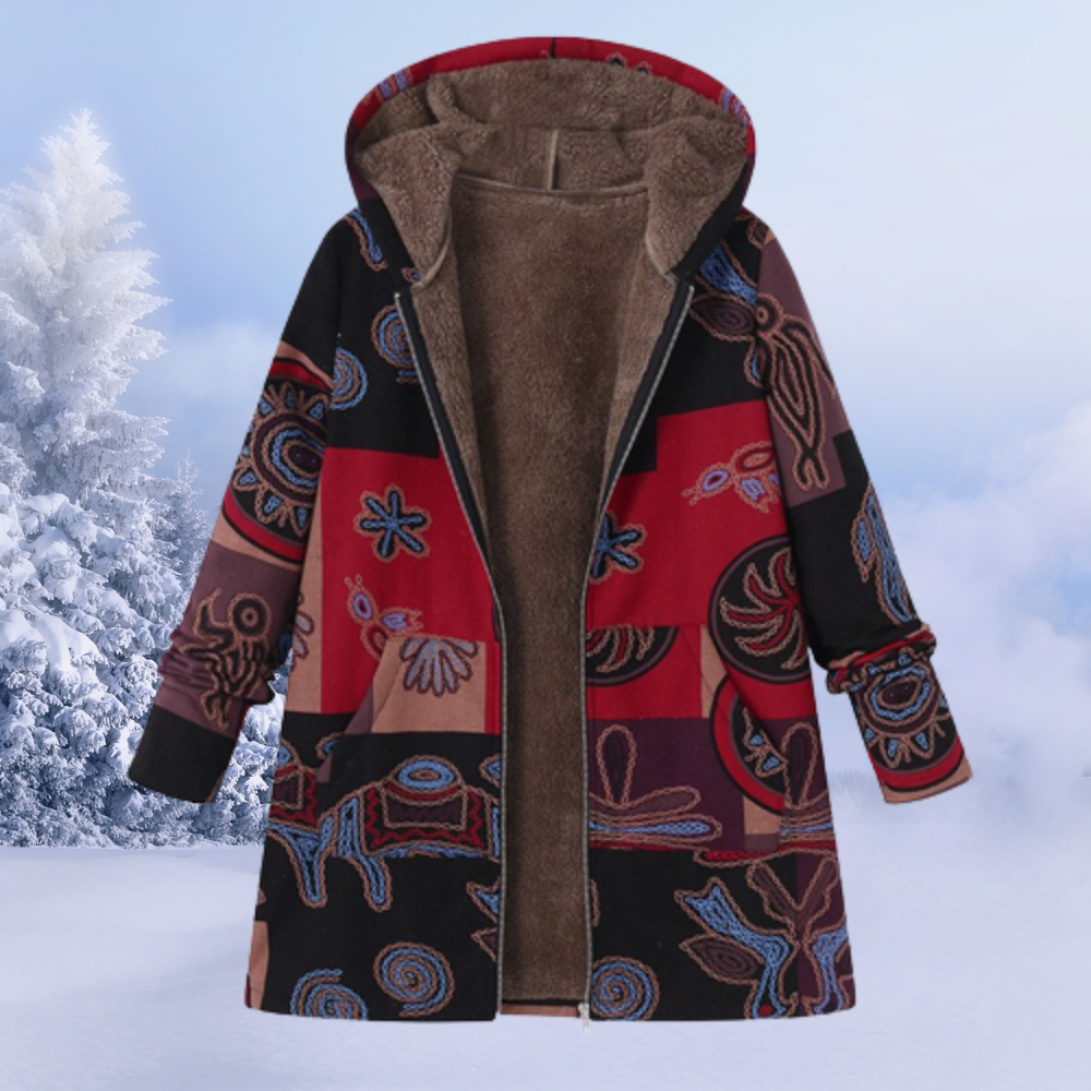 SUENTA Damen Winterjacke Mit Blumenmuster Warm Farbtupfer Stil - Winterjacke Damen