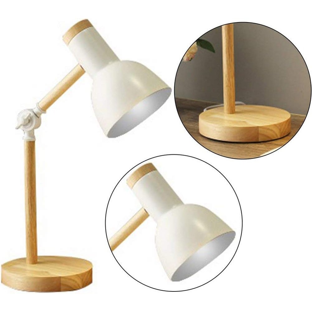 SUENTA Verstellbare Holz-Tischlampe Verstellbarer Arm Nordische
