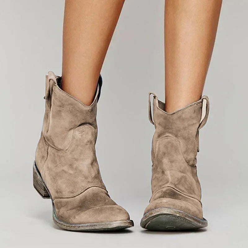 SUENTA Beverly Damen Cowboy-Stiefelette - Im Vintage-Stil Braun