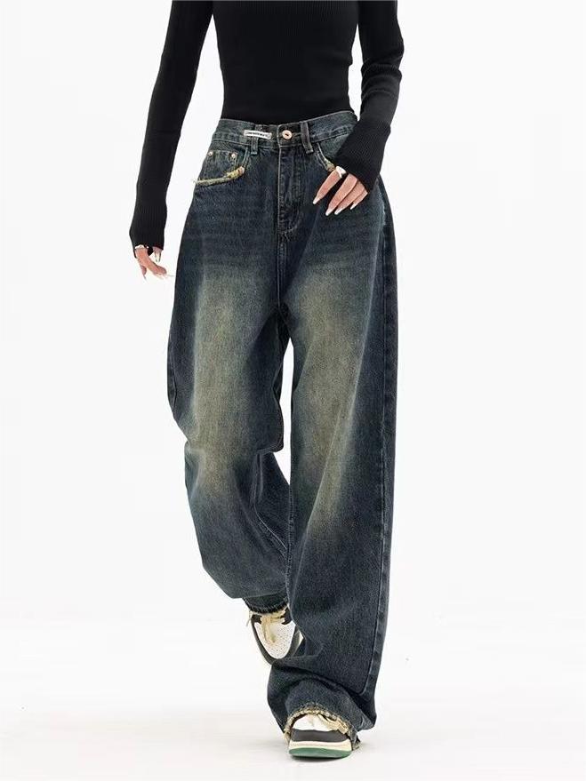 SUENTA Vintage-Jeans Boyfriend-Fit Lockere Passform Baumwolle Polyester
