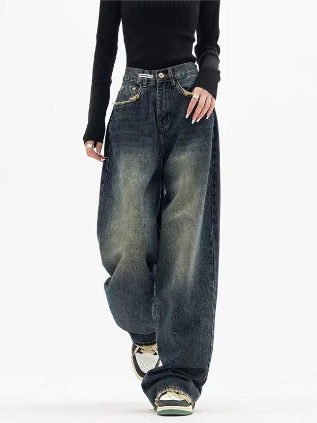SUENTA Vintage-Jeans Boyfriend-Fit Lockere Passform Baumwolle Polyester